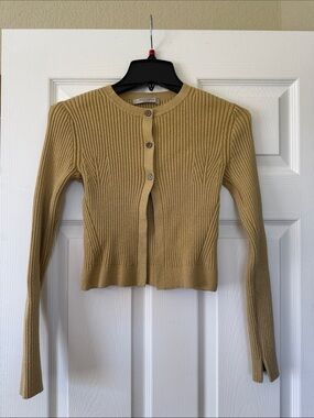 All Saints Lexi Yellow Gold Cropped Cardigan
